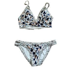 L Space Floral Bikini Swimsuit White Womens size small